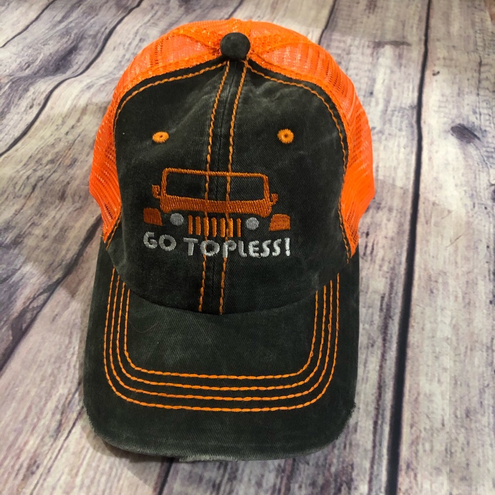 Orange Go Topless Jeep Trucker Hat